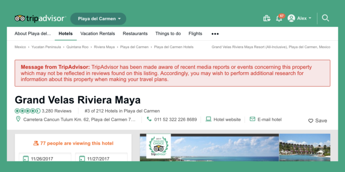 Get Notified About TripAdvisor Warning Badges