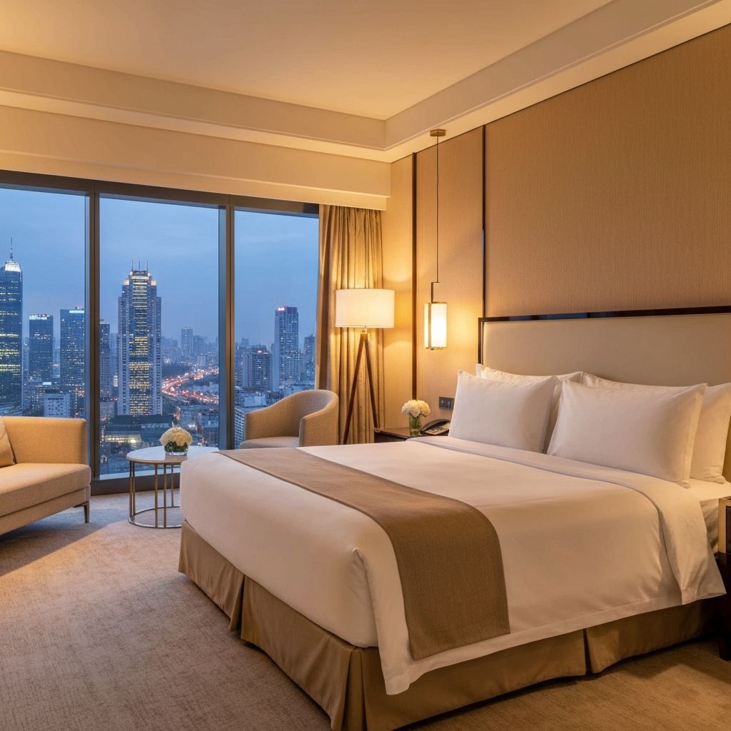 Luxury hotel room representing hotels that benefit from reputation management services